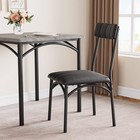 3 Piece Dining Set For 2 Compact Square Table Upholstered Chairs Rustic Gray