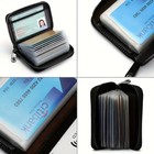 Rfid Blocking Genuine Leather Zipper  Secure Card Holder Organizer  black-9card 