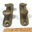 Antique Wood Boat Brass Bronze Chock Cleat Vtg Pair Set Of 2  4-1 4  Long 