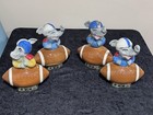 Vintage Set Of 4 1972 Jim Bean Whiskey Decanters Football Elephant Donkey Empty