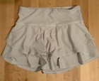 Athleta Girl Serve Skort Girls Sz M 8-10 White Lined Tennis Running