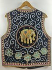 Vintage Carol Horn Elephant Beaded Velvet Vest M l Festival Retro Art To Wear 