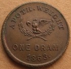 New York Ny630ag-1a Au       John P  Gruber Scales - Apoth  Weight One Dram 1863