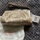 Coach Optic Mini Signature Lurex Framed Kisslock Clutch Wristlet 