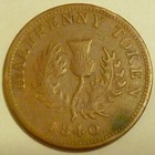 1840 Province Of Nova Scotia Canada Half Penny Token Queen Victoria Copper Coin