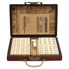 Portable Vintage Mahjong Box Rare 144 Tiles Chinese Mah-jong Set  Leather Box Us