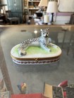 Limoges France White Cat With Black Spots On Trinket Box