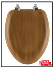 Bathroom Closed Front Toilet Seat Elongated Natural Oak Solid Wood Durable New