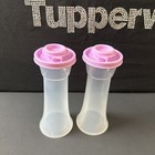 Tupperware Large Hourglass Salt   Pepper Shaker Set Lilac Purple Seals New