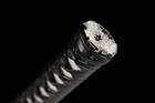 Polished Japanese Samurai Black Katana Sword Clay Tempered L6 Steel Suguha Hamon