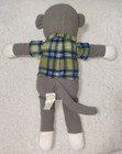 Dan Dee 16  Grey Sock Monkey Plush Brown Monkey Plaid Shirt Stuffed Animal Toy