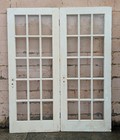 Pair 64 x78  Antique Vintage Old Wooden Wood French Double Doors 30 Window Glass