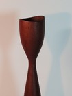 Vintage Mcm Danish Modern Candle Holder Tulip Turned Teak Wood Candlestick 
