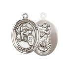 Sterling Silver Saint Christopher motorcycle Medal 24  Endless Chain Necklace