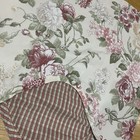 Vtg Cottage Rose Garden Valance Check Pink Green Scalloped 36x21  Set Of 2 Chic