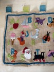 Vintage Handmade Alphabet Burlap Wall Hanging Decor Sequin Kitschy 35  X 16 