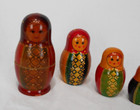 Vintage  1960 s  Old Russian  Wood Nesting Dolls Hand Painted Complete  Set