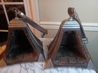 Vintage Peruvian Paso Horse Hand Carved Wood Stirups Estribos Peruanos
