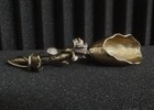 Vintage Style Solid Brass Copper Lotus Flower Statue Shovel Spoon Tea Tool