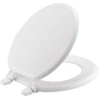 New Round Closed Front Enameled Wood Toilet Seat In White Durable   Wood Finish