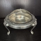 1883 Fb Rogers Silver Co 273 Roll Top Caviar Butter Dish Server Lion Head Footed