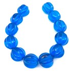 12 Pcs Vintage Rare Blue Melon Czech Bohemian Glass Trade Beads