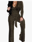 Women Sexy Sequin  Jumpsuit Elegant Clubwear Sparkly High Waisted Wide Leg Pant