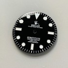 Dial Maker - Black Enamel Relax Dial With Silver Indices Bgw9  No Date