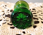 Empoli Green Glass Bottle Stopper W  Plastic Ribbed Insert  Starburst Pattern