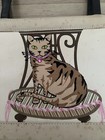 Vintage Cat Themed Cream Tote Handbag Purse Brown Shoulder Straps   Cat Graphic