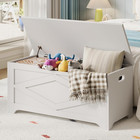 39 4  Wooden Storage Chest Bench Safety Hinges Large Box Entryway Living Room