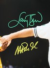 Magic Johnson   Larry Bird Authentic Signed 16x20 Retirement Photo Bas Witnessed