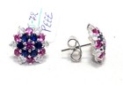 925 Sterling Silver Stud Earrings Ear Tops Zircon Stone Handmade Women Gift
