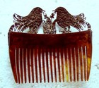 Late Victorian Hair Comb Rhinestone Twin Birds Design