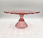 Vintage Pink Cake Pedestal Stand Plate 9 1 2    Scallop Edged Rare