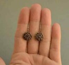 2ct Round Cut Red Garnet Cluster Drop   Dangle Earrings 14k Yellow Gold Finish
