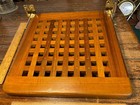 Vintage Beautifully Refinished Bronze And Teak Folding Seat stool 13 1 2  Square