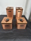  4 vintage Mcm Masterware Kitchen Canisters Copper Finish Coffee Tea Flour Sugar