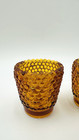 Vintage Set Of 2 Amber Hobnail Glass Votive tealight Cup Candle Holders