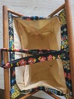  vintage 1970s Folding Knitting Basket Wood Frame Retro Floral Sewing Caddy Yarn