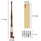 Wood Calligraphy Oblique Dip Pen Holder Set Removable Handle 5 Flat Nibs