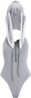 Womens Sexy Bunny Costume Anime Lingerie Cosplay Rabbit Ears Bodysuit Silver
