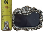 Vtg Art Nouveau Victorian Style Mini Picture Frame Floral Silvertone Photo Stand