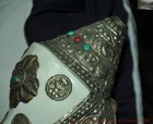 Tibetan Tibet Silver Conch Shell Inlay Turquoise Coral Conch Trumpet Horn Shell