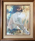 Vintage Framed Original Girl Portrait Oil Painting On Canvas By Kevin Mcalpin