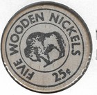 Crossroads Coop  5725 N  Broadway  25   Token coin  Buffalo Wooden Nickel