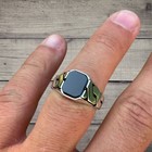 Black Onyx Stone Cuban Ring - Real Solid 925 Sterling Silver Made In Italy