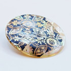 Antique White Pearl Shell Button W  Black Transfer Design   1-1 16  27mm