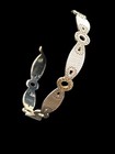 Vtg Sterling Silver 925 Etched And Parts Gold Plated Bangle Bracelet