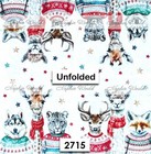  2715  Two Paper Luncheon Decoupage Art Craft Napkins Christmas Animals Sweaters